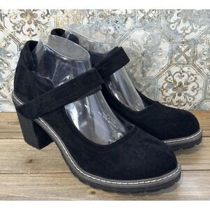 Corkys Mary Go Round Heels Shoes Black Faux Suede Office Career Women's Size 10